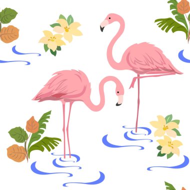 suyun içinde flamingolar çifti