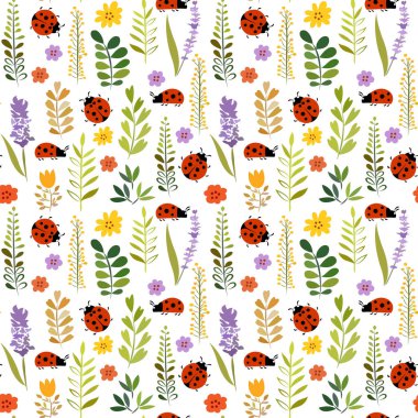 uğur böceği bir çiçek çayır üzerinde