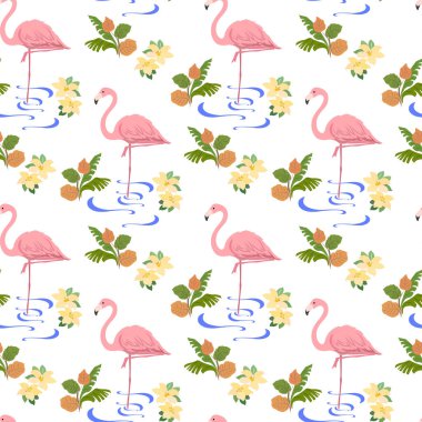 çiçekler ve flamingolar