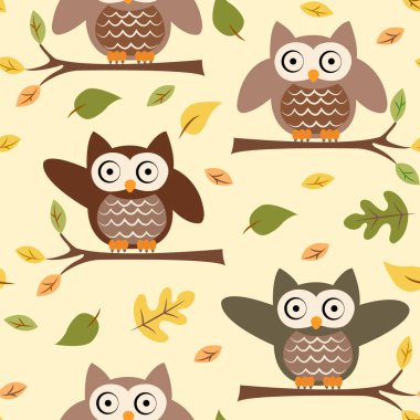 bir ağaç dalı üzerinde baykuş desenle