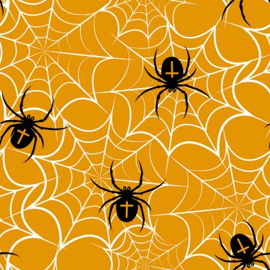 desen Beyaz örümcek ağları örümcekleriyle Cadılar Bayramı 