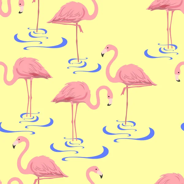 Roze flamingo in het water — Stockvector