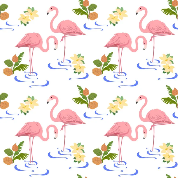 Ett par av flamingos i vattnet — Stock vektor