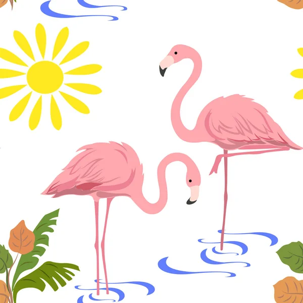 Flamant rose par une journée ensoleillée — Image vectorielle