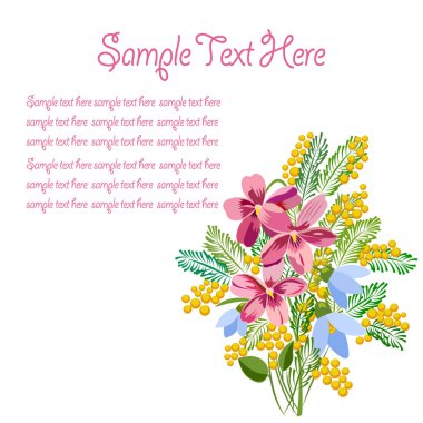 çiçeklerle süslenmiş kartı