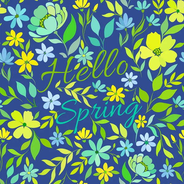 Lente patroon met floral prints — Stockvector