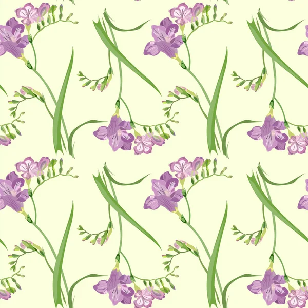 Весенние цветы с веточкой фиолетовых фризий — стоковый вектор
