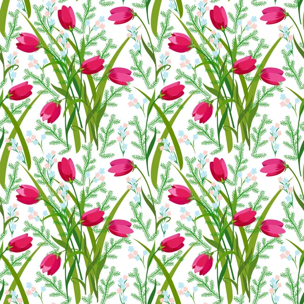 Kis virág és tulipán csokor — Stock Vector