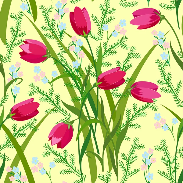 pattern with spring flowers tulips