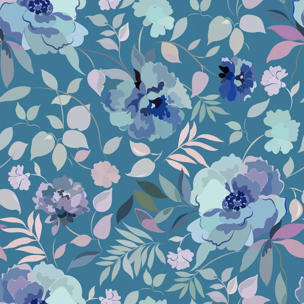 Květinový vzor v barvách modré a fialové — Stockový vektor