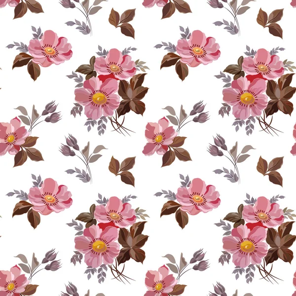 Motif floral dans des couleurs marron rose — Image vectorielle