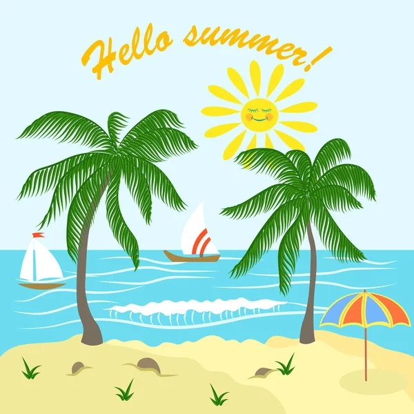 Cartão postal férias de verão — Vetor de Stock