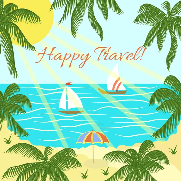 Summer drawing of a happy journey — Stock Vector