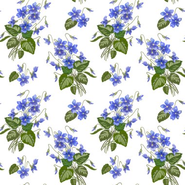 Sorunsuz çiçek desenli bir buket bahar Menekşe.