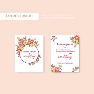 kartı, şablon ile kırmızı ve Sarı gül buketi