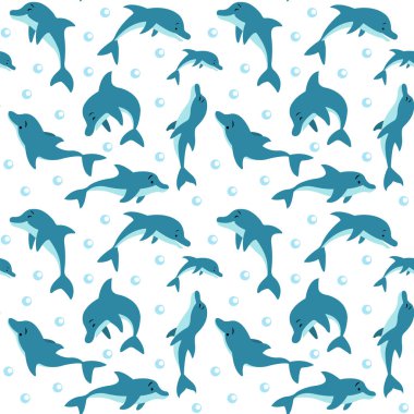 Yüzen ve suda oynarken yunuslar ile Seamless Modeli.