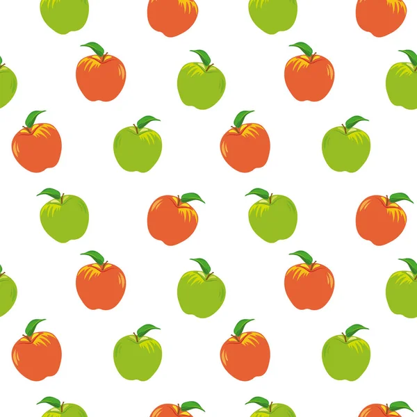 Seamless pattern with red and green apples. — Stock Vector