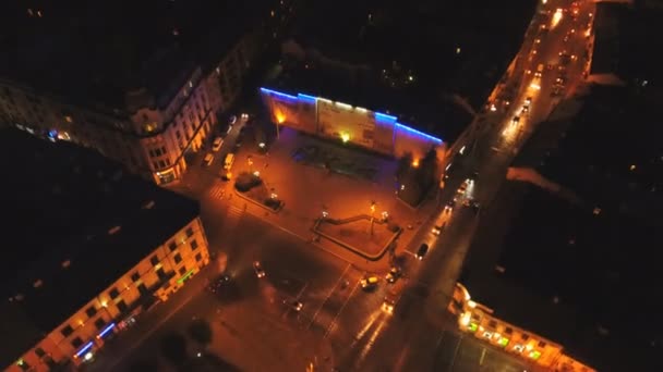 Havadan çekim gece şehir — Stok video