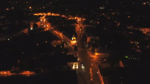 Plano aéreo de la ciudad de noche — Vídeo de stock