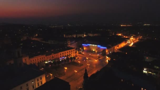 Повітряний постріл нічного міста — стокове відео