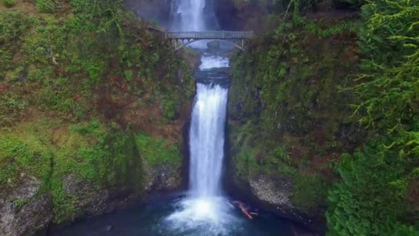 Letecký snímek Multnomah Falls Oregon — Stock video