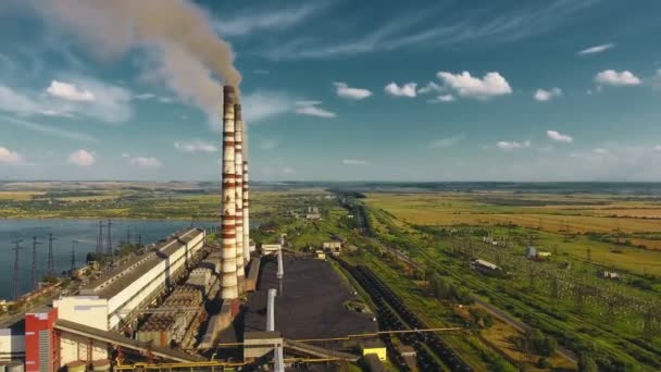 Aerial shot Thermal Power Plant — Stock Video