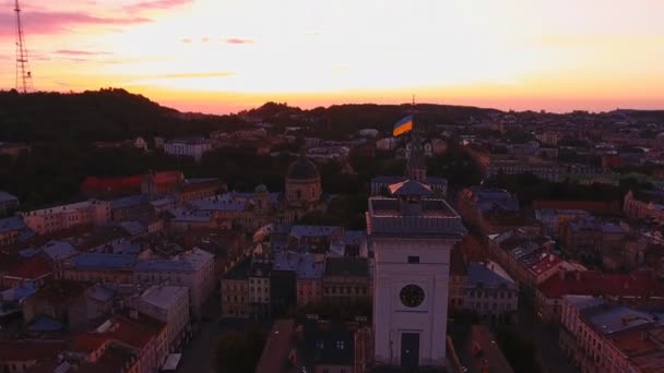 空中都市で夜明けを撮影 — ストック動画