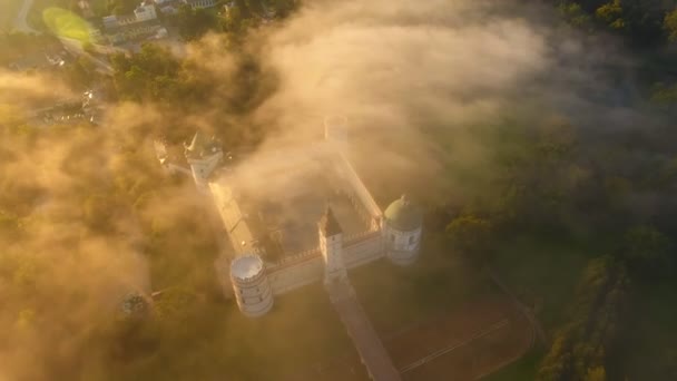 Aerial shot dawn castle — Stok Video