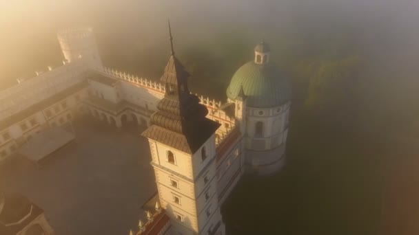 Aerial shot dawn castle — Stock Video