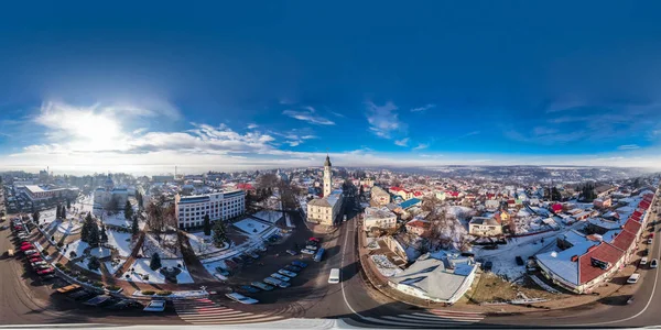 360 Panoráma légi felvétel a városban Stock Fotó