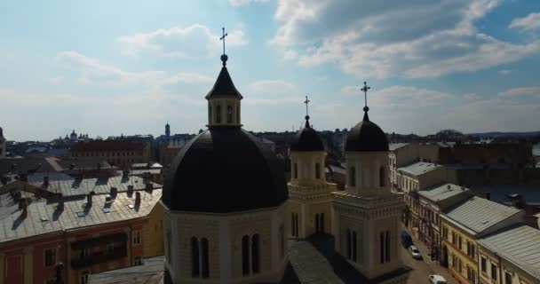 Vista Aérea Iglesia Ortodoxa — Vídeos de Stock