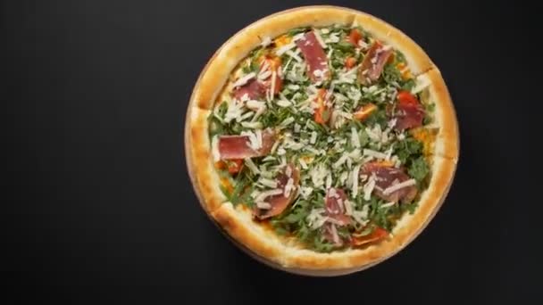 Vista Cerca Sabrosa Pizza — Vídeo de stock