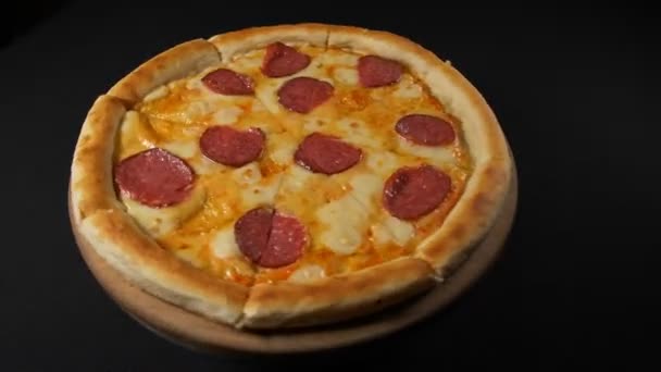 Close Vista Saborosa Pizza — Vídeo de Stock