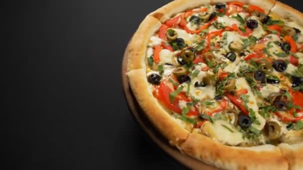 Vue Rapprochée Pizza Savoureuse — Video