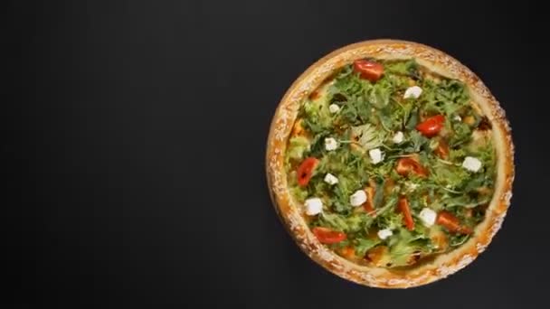 Närbild Visa Välsmakande Pizza — Stockvideo