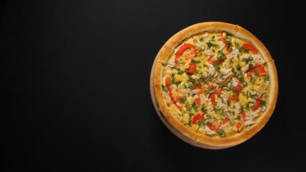 Närbild Visa Välsmakande Pizza — Stockvideo