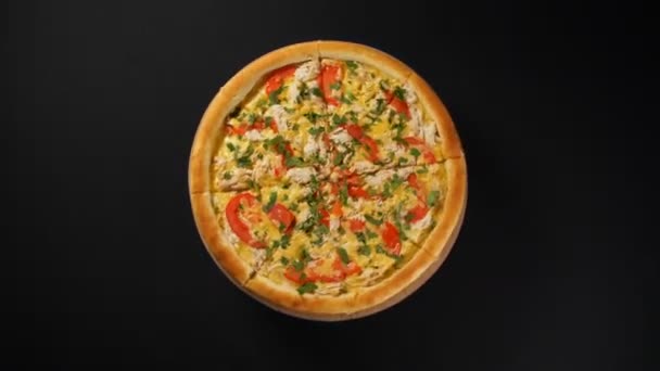 Vista Cerca Sabrosa Pizza — Vídeo de stock