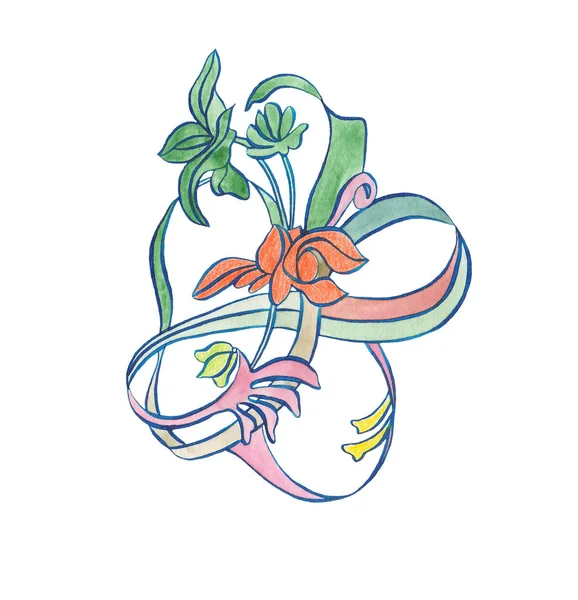 Illustrasjon med vannfarger, dekorativ Flower Art nouveau – stockfoto