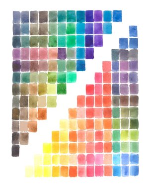 Suluboya Soyut mozaik el birçok kare renk çiziyor