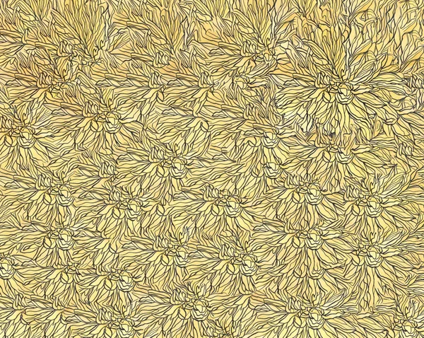 Patrón de acuarela abstracto dibujado a mano amarillo sin fin sin costuras con fondo de gradiente de línea floral — Foto de Stock