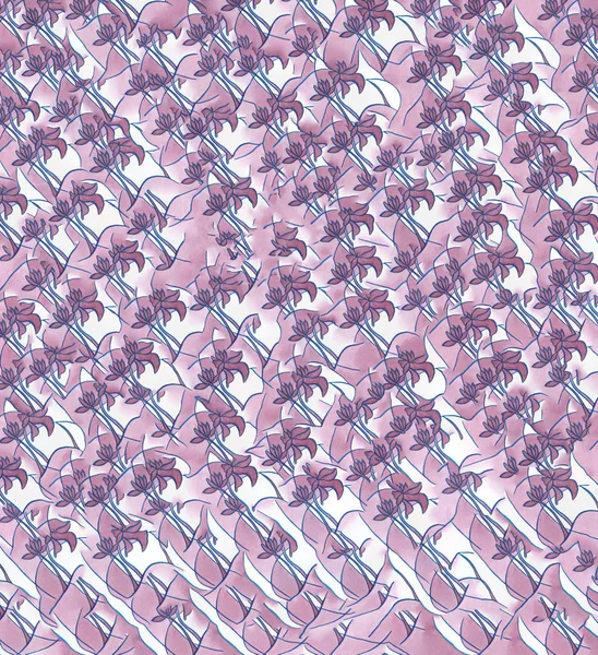 Безшовний нескінченно фіолетовий абстрактний акварельний візерунок з квітковою лінією Градієнтний фон — стокове фото