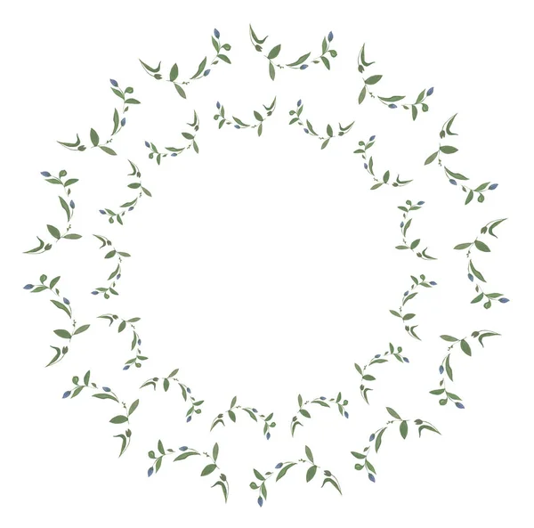 水彩装饰圆形绿色花环框架.柔和的植物元素 — 图库照片