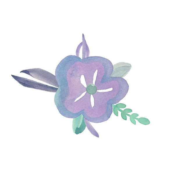 Violet Pastel Watercolor Flower Leaves Decorative Elements Your Design Leaves — Stock Photo, Image