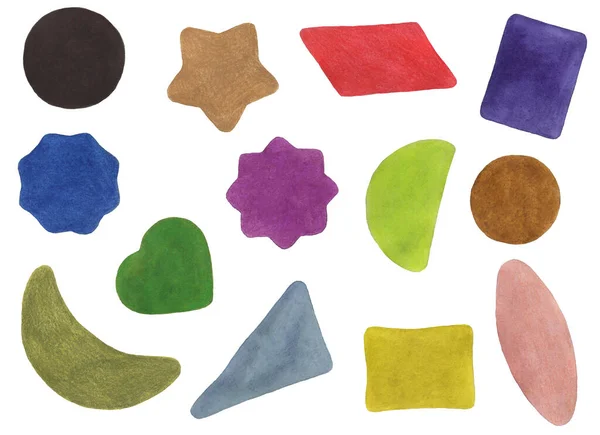 Fundo Abstrato Aquarela Figuras Geométricas Coloridas — Fotografia de Stock