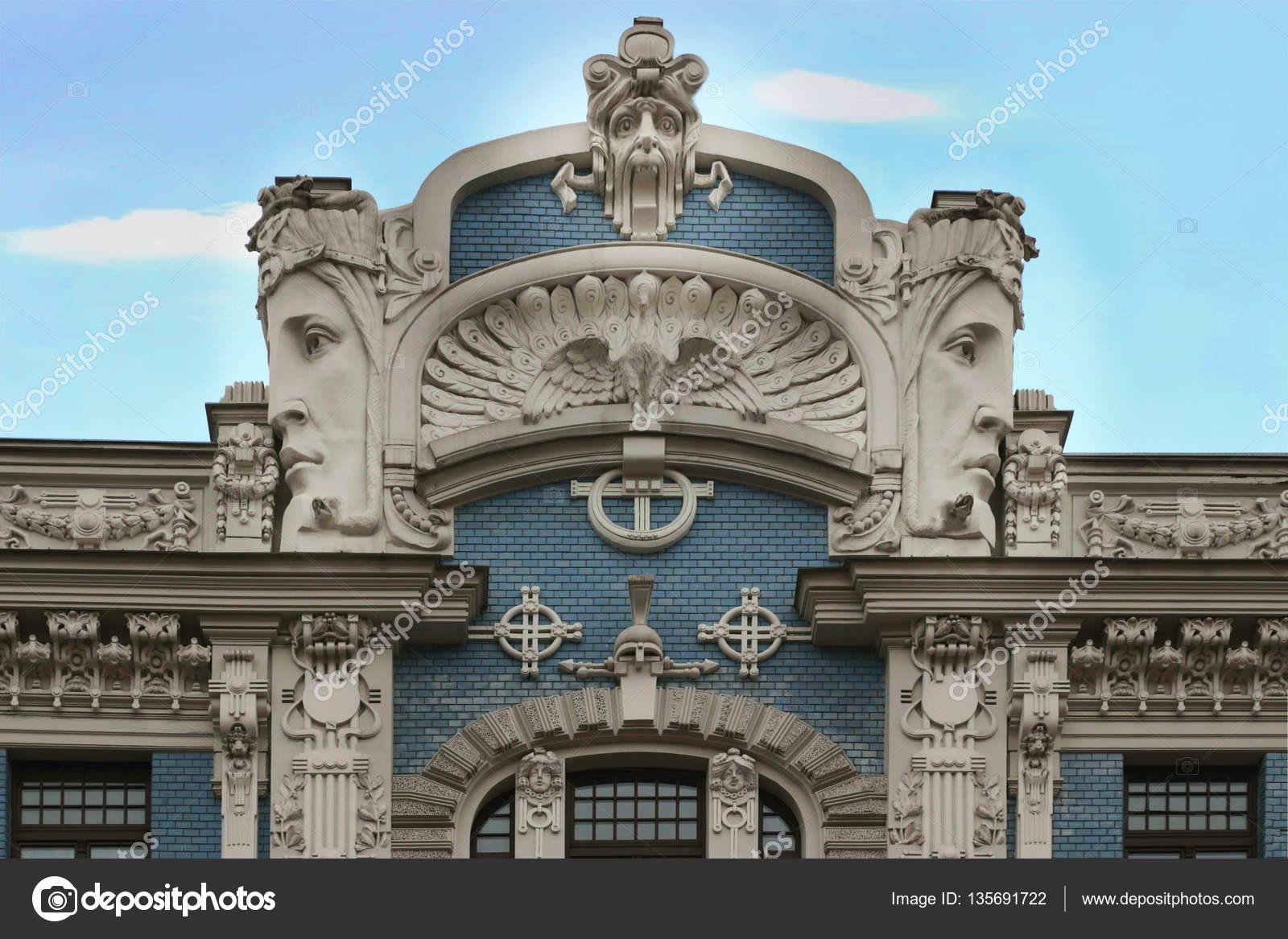 art nouveau building in riga latvia stock photo juriskraulis