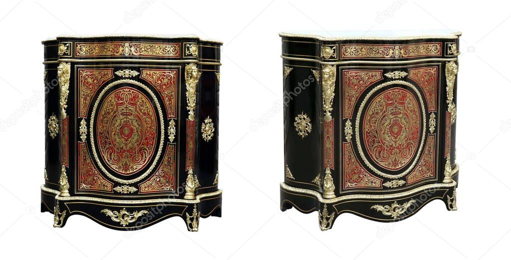 century Boulle French Sideboard inlay with red tortoise shell and brass