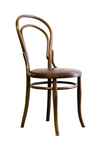 Židle z ohýbaného dřeva hnědá, izolované na bílém pozadí — Stock fotografie