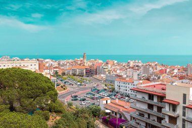 Tepesi manzaran Calella şehir, Catalonia, İspanya
