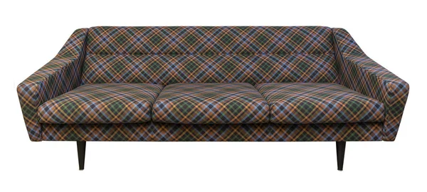 Sofá moderno, tela a cuadros de sofá aislado en blanco — Foto de Stock