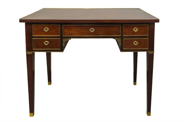 Zabytkowe twardego drewna biurko, izolowana na białym tle — Zdjęcie stockowe